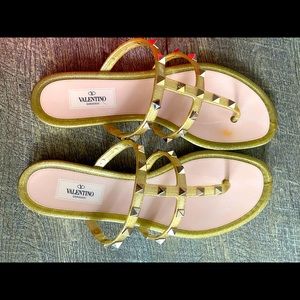 Valentino Rockstud Flat Rubber Sandal